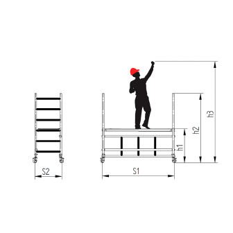 SOLID 2.9m Aluminum mobile scaffolding LEVVEL 290