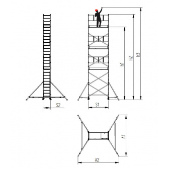 SOLID 9m Aluminum mobile scaffolding LEVVEL 900