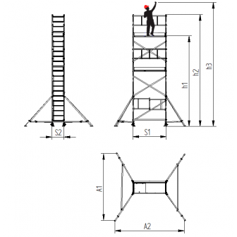 EASY GATE 7.3m Aluminum mobile scaffolding LEVVEL 730